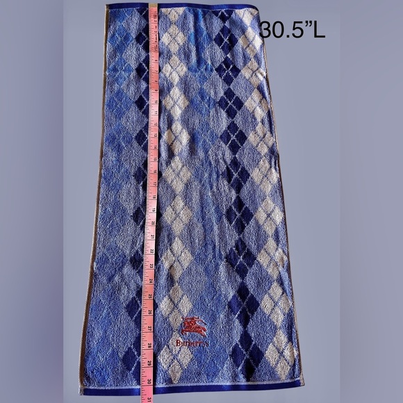 Burberry 3Pc Argyle/Cavaliers Towel Set NIB Blues/gray 2 hand towels/1 washcloth - Picture 6 of 9